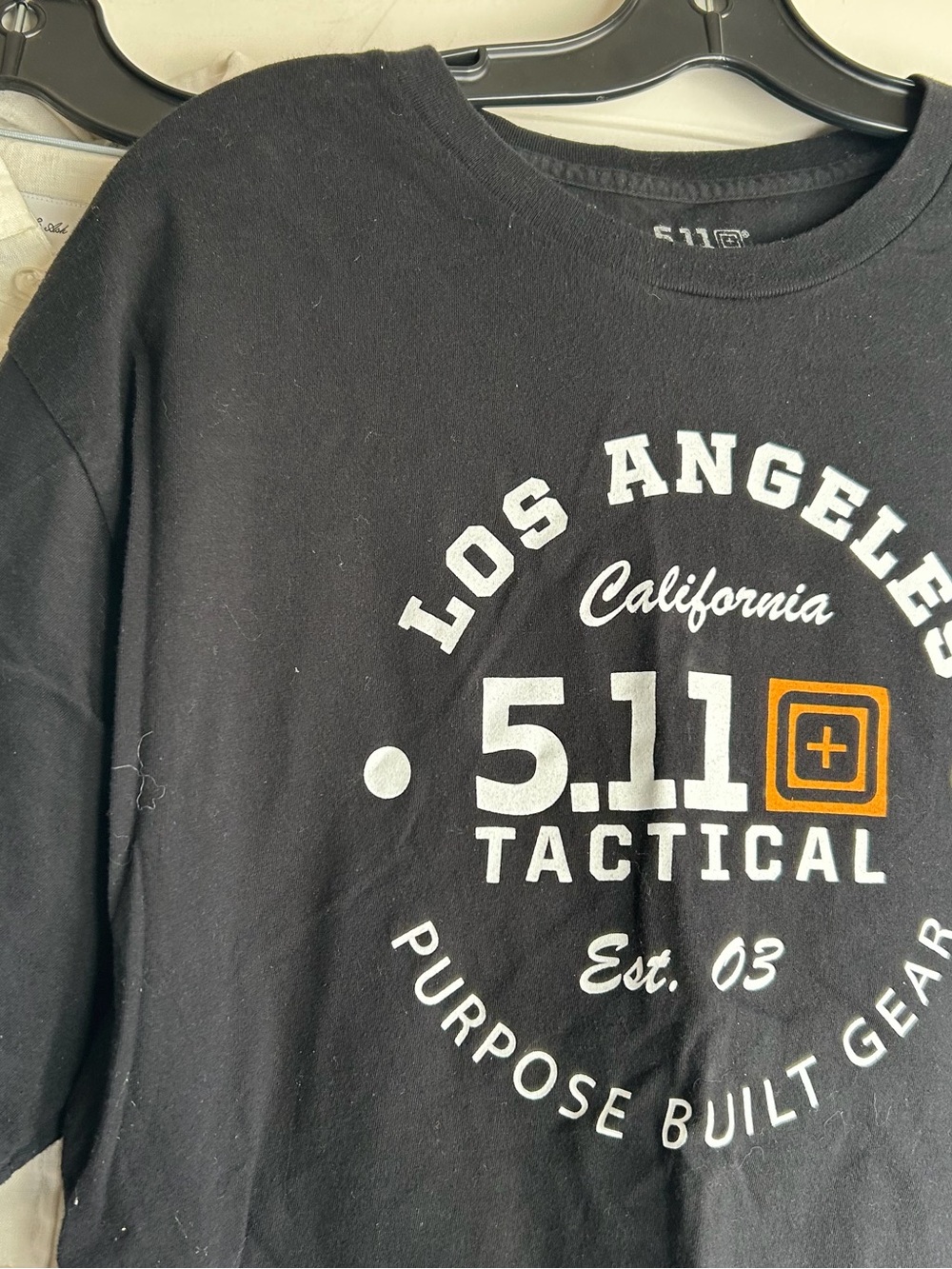 5.11 Tactical Black Long Sleeve Shirt with White and Orange Logo s15